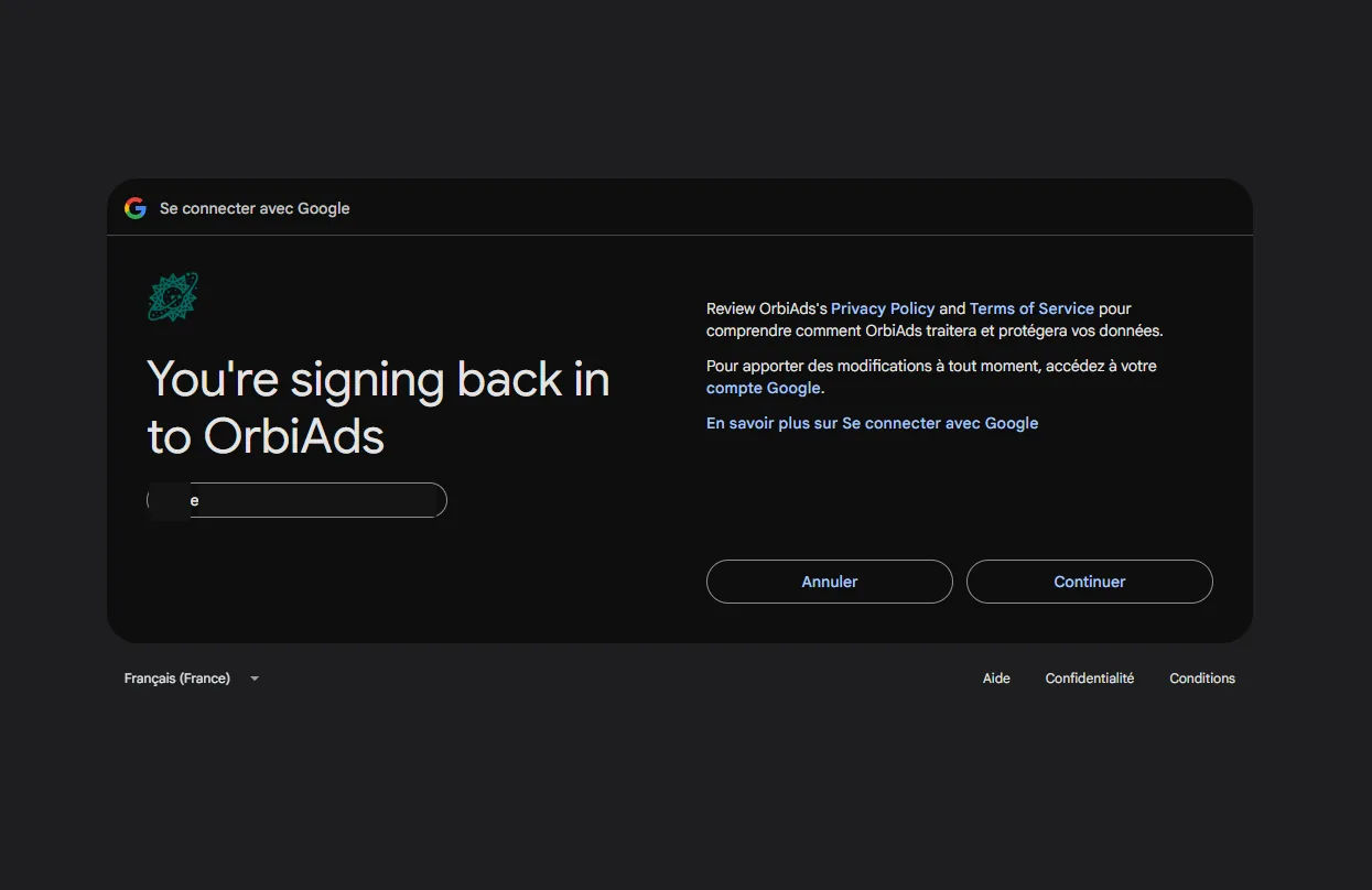 Consentement OAuth — autoriser